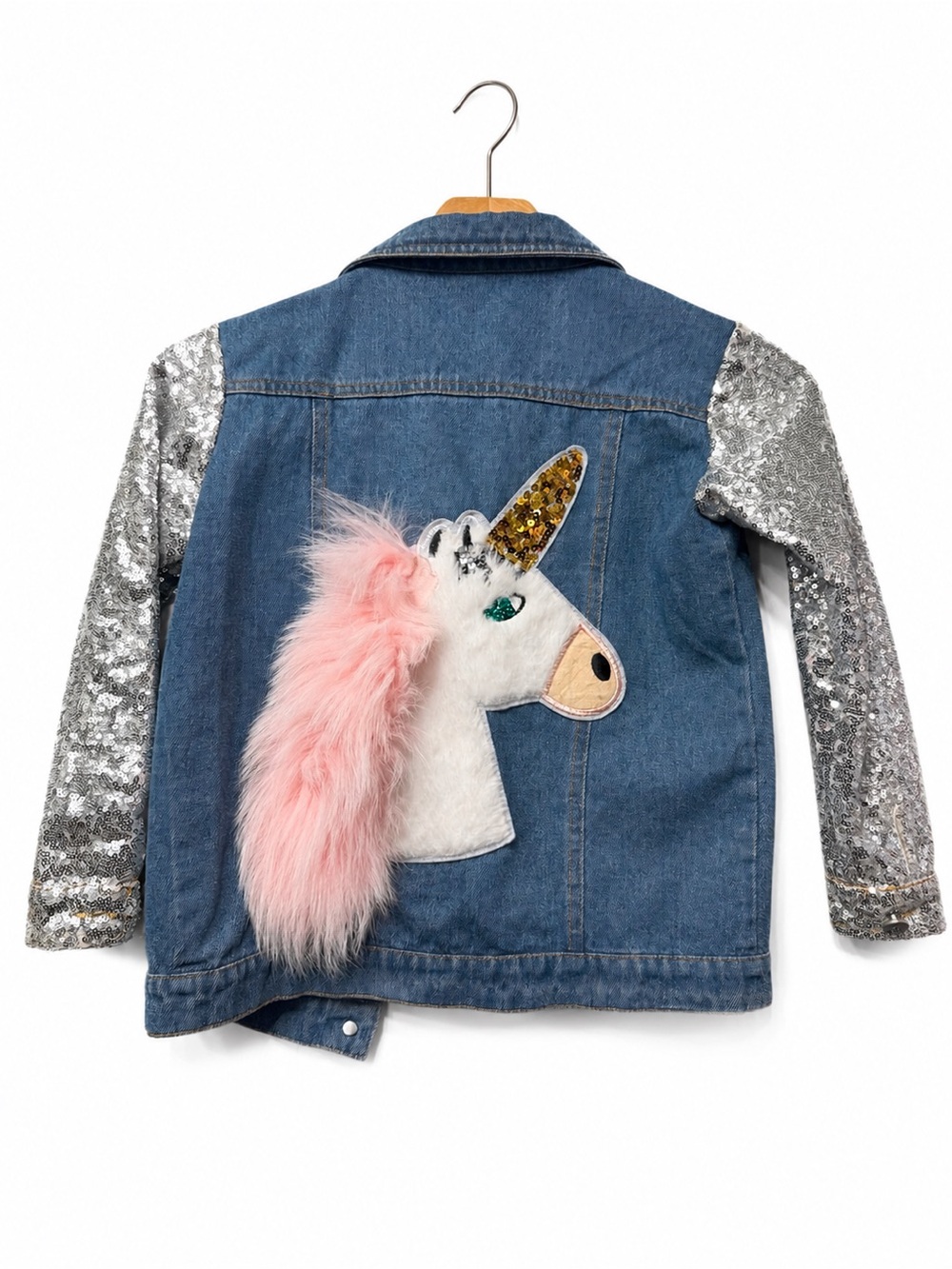 ✨ Adorable Unicorn Sequin Denim Jacket ✨ Size 6-7